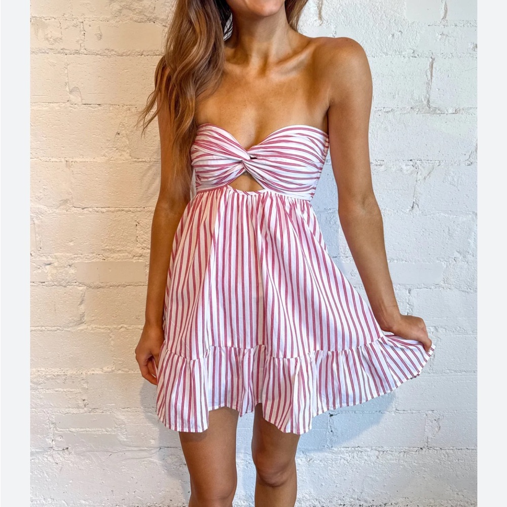 Red striped romper